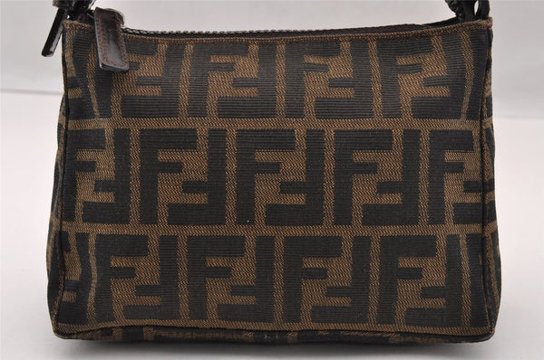 Authentic FENDI Vintage Zucca Hand Bag Purse Canvas Leather Brown 2873I