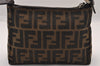 Authentic FENDI Vintage Zucca Hand Bag Purse Canvas Leather Brown 2873I