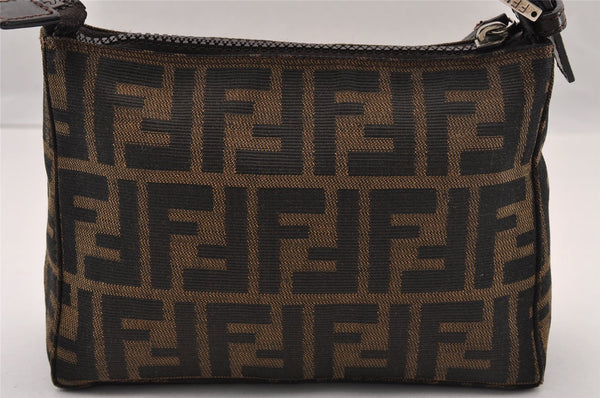 Authentic FENDI Vintage Zucca Hand Bag Purse Canvas Leather Brown 2873I
