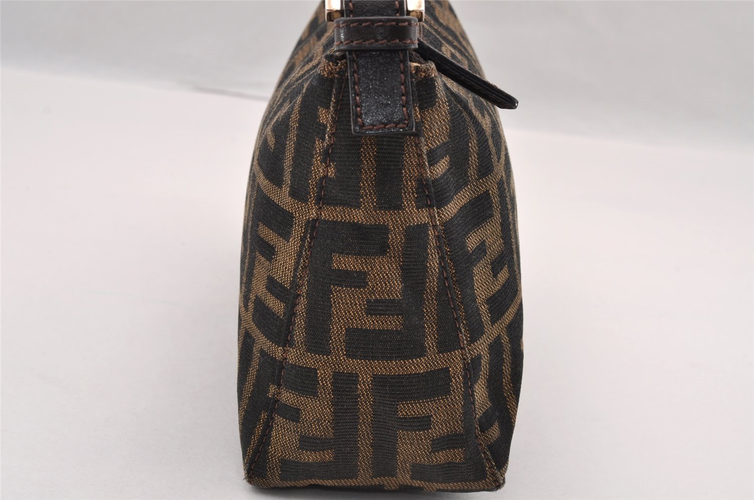 Authentic FENDI Vintage Zucca Hand Bag Purse Canvas Leather Brown 2873I