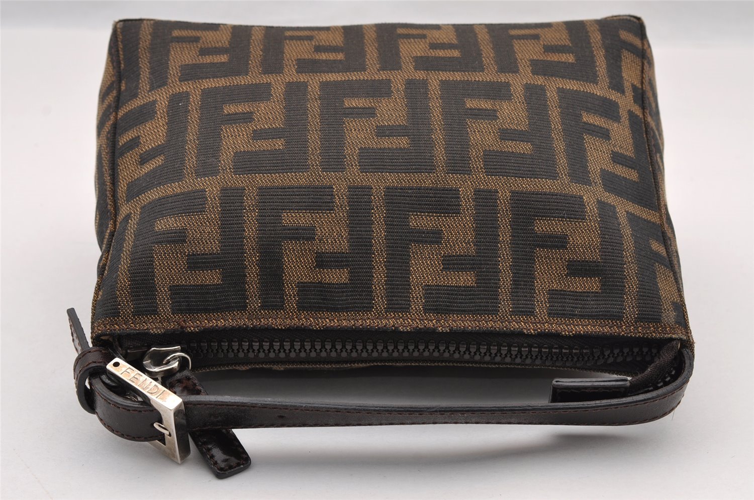 Authentic FENDI Vintage Zucca Hand Bag Purse Canvas Leather Brown 2873I