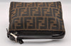Authentic FENDI Vintage Zucca Hand Bag Purse Canvas Leather Brown 2873I