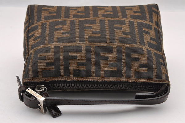 Authentic FENDI Vintage Zucca Hand Bag Purse Canvas Leather Brown 2873I