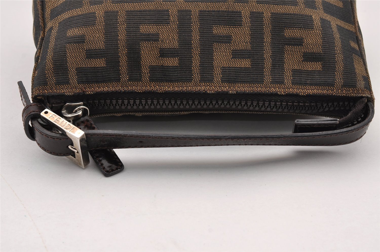 Authentic FENDI Vintage Zucca Hand Bag Purse Canvas Leather Brown 2873I