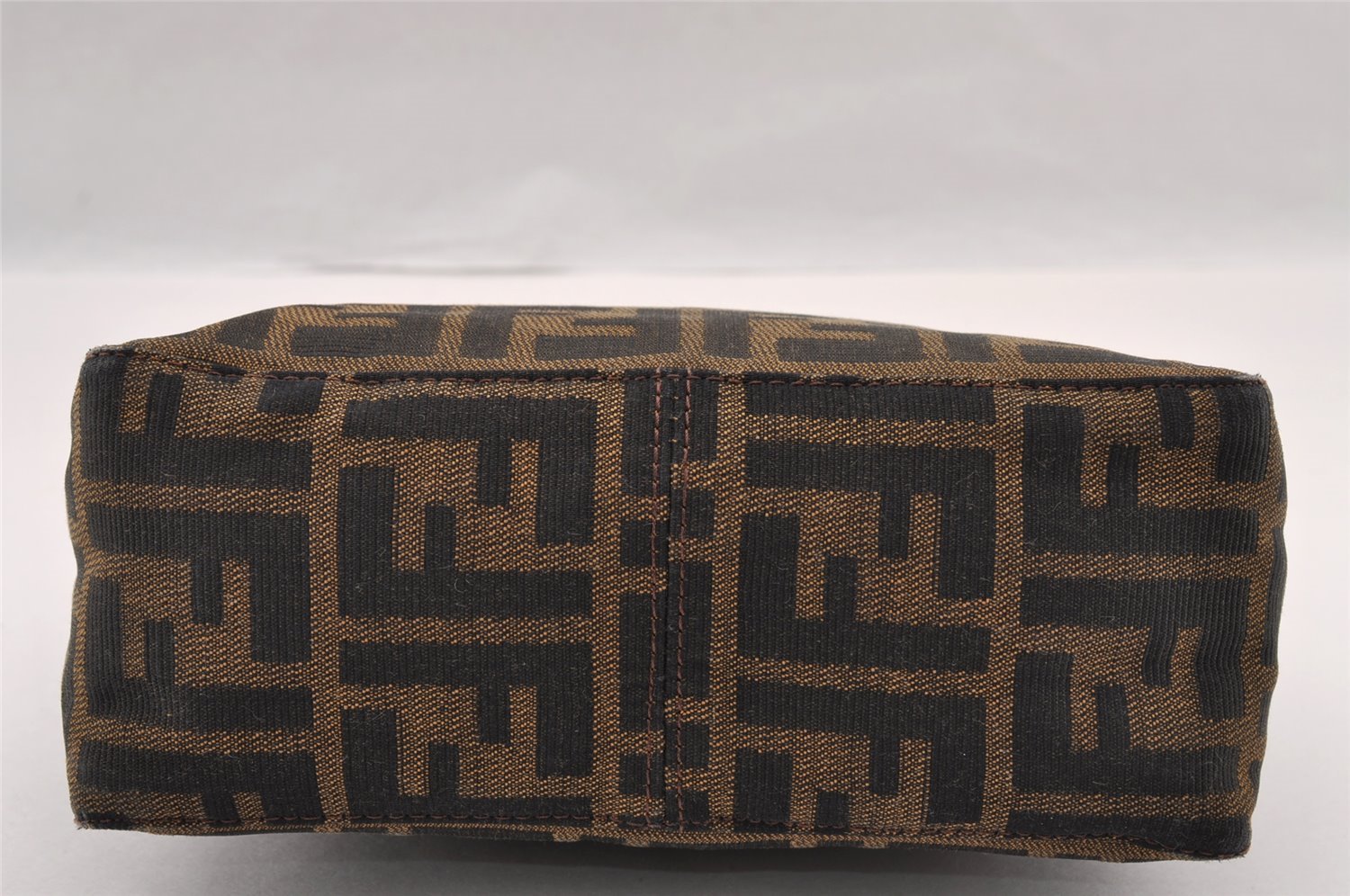 Authentic FENDI Vintage Zucca Hand Bag Purse Canvas Leather Brown 2873I