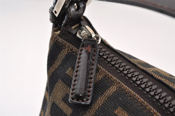 Authentic FENDI Vintage Zucca Hand Bag Purse Canvas Leather Brown 2873I