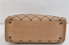 Authentic CHANEL Wild Stitch Matelasse Calf Skin Hand Boston Bag Beige CC 2874D