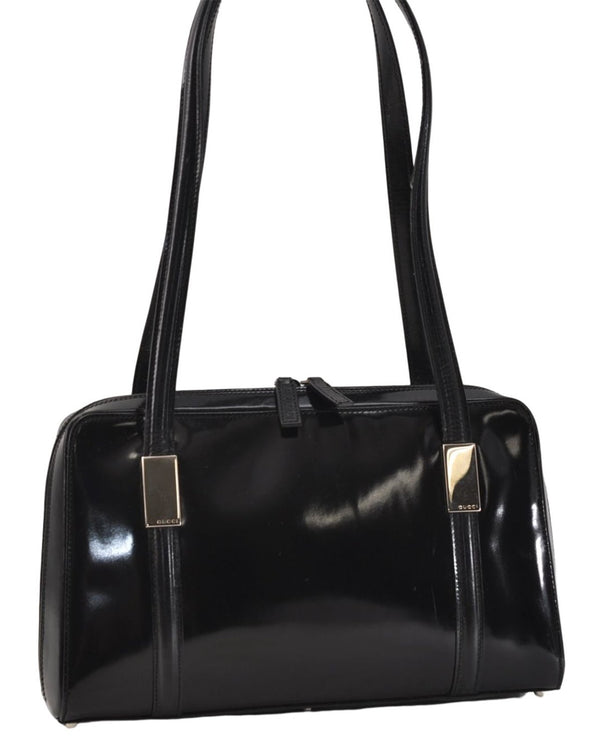 Authentic GUCCI Vintage Shoulder Hand Bag Purse Leather Black 2874E