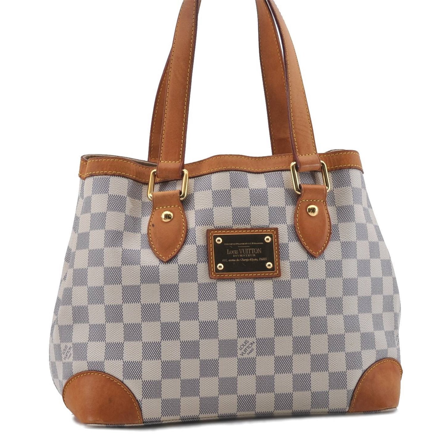 Auth Louis Vuitton Damier Azur Hampstead PM Shoulder Tote Bag N51207 LV 2875D