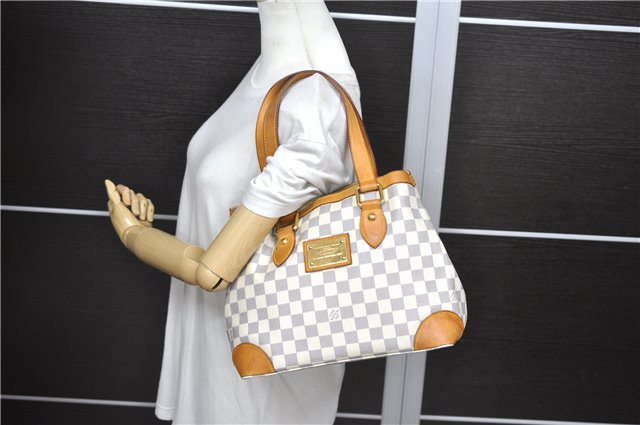 Auth Louis Vuitton Damier Azur Hampstead PM Shoulder Tote Bag N51207 LV 2875D