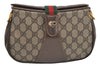Authentic GUCCI Web Sherry Line Shoulder Bag GG PVC Leather Brown Junk 2876I
