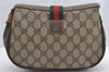 Authentic GUCCI Web Sherry Line Shoulder Bag GG PVC Leather Brown Junk 2876I