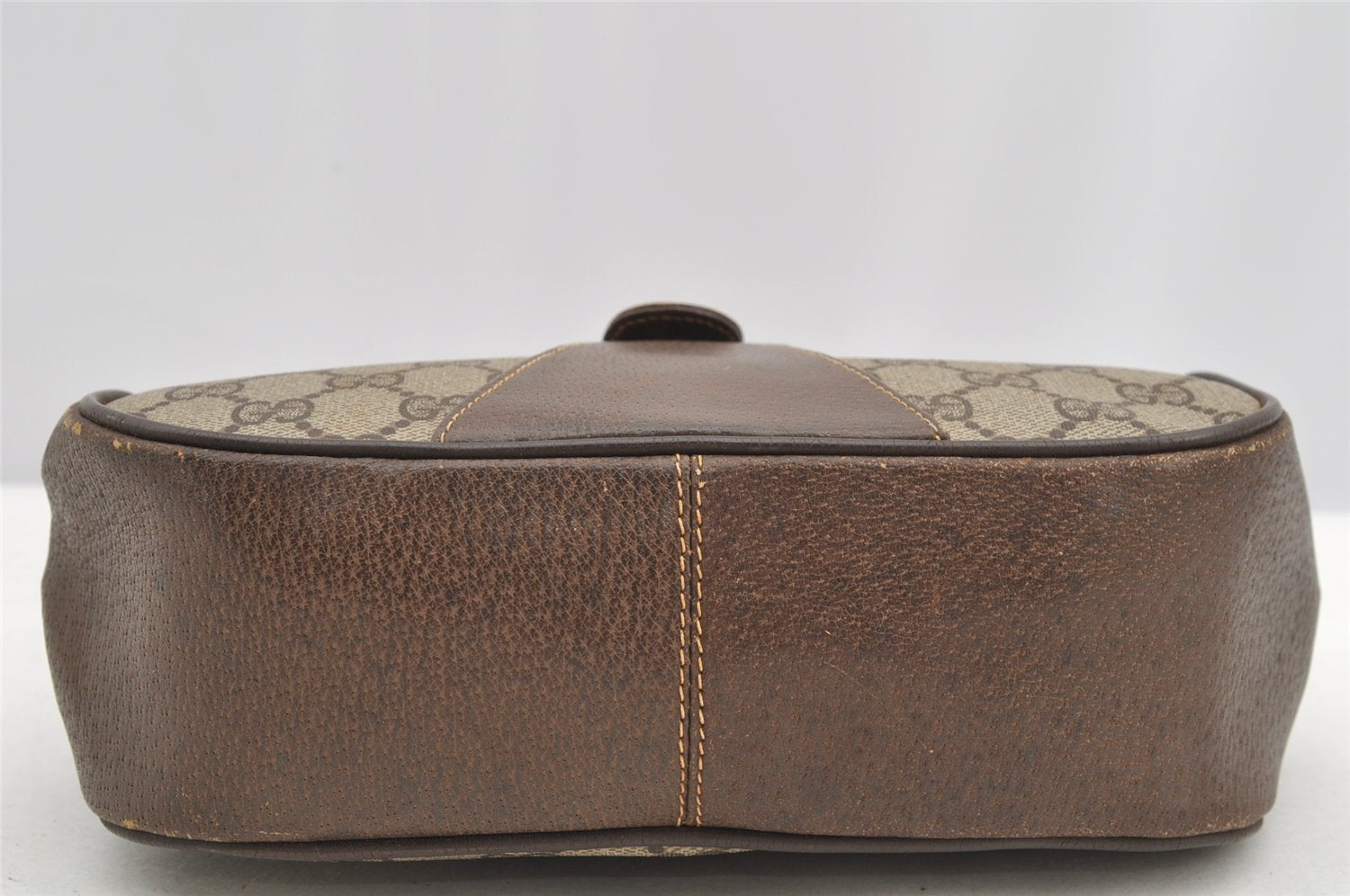 Authentic GUCCI Web Sherry Line Shoulder Bag GG PVC Leather Brown Junk 2876I