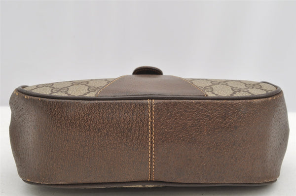Authentic GUCCI Web Sherry Line Shoulder Bag GG PVC Leather Brown Junk 2876I