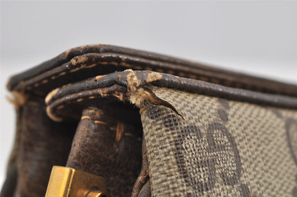 Authentic GUCCI Web Sherry Line Shoulder Bag GG PVC Leather Brown Junk 2876I
