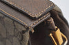 Authentic GUCCI Web Sherry Line Shoulder Bag GG PVC Leather Brown Junk 2876I