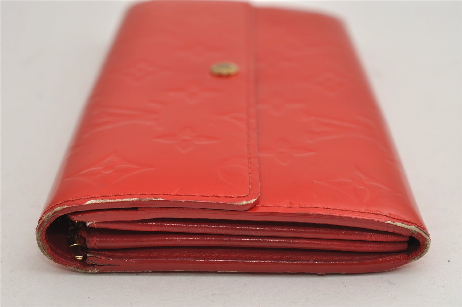 Auth Louis Vuitton Vernis Pochette Porte Monnaie Credit Wallet M91281 Red 2878I