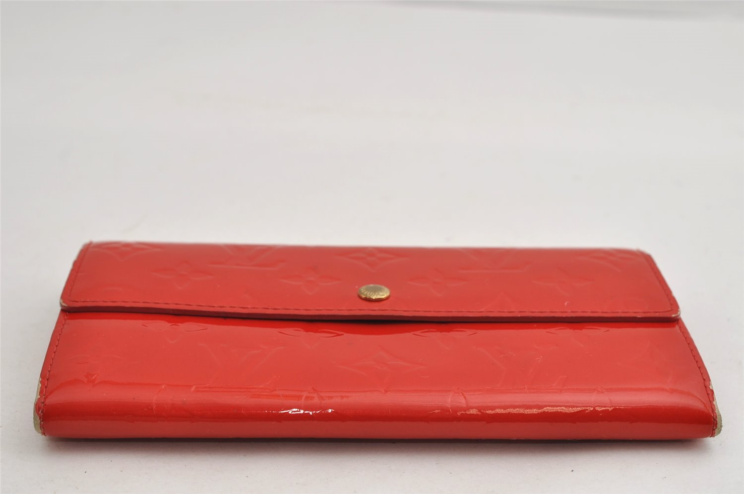 Auth Louis Vuitton Vernis Pochette Porte Monnaie Credit Wallet M91281 Red 2878I