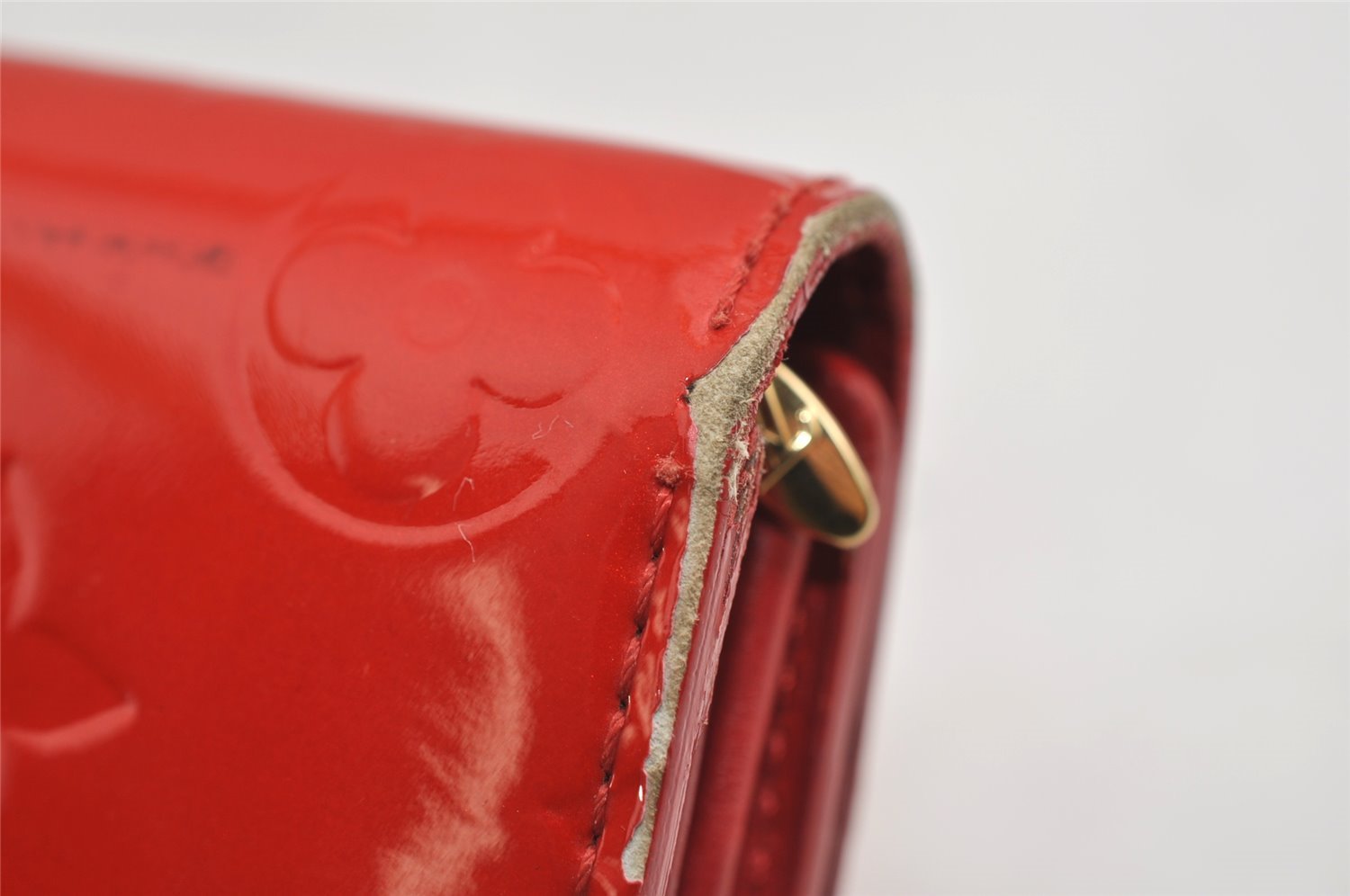 Auth Louis Vuitton Vernis Pochette Porte Monnaie Credit Wallet M91281 Red 2878I