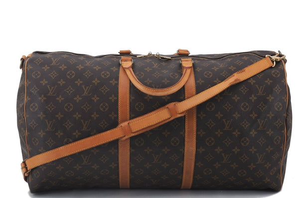 Auth Louis Vuitton Monogram Keepall Bandouliere 60 Boston Bag M41412 LV 2881D