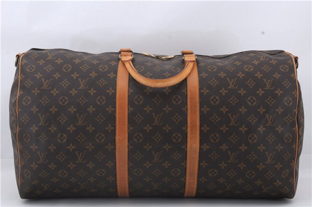 Auth Louis Vuitton Monogram Keepall Bandouliere 60 Boston Bag M41412 LV 2881D