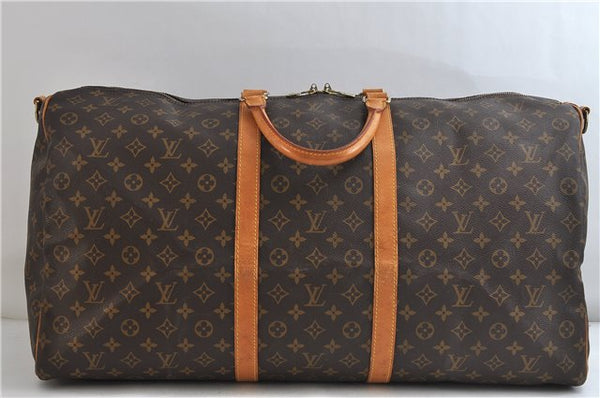 Auth Louis Vuitton Monogram Keepall Bandouliere 60 Boston Bag M41412 LV 2882D