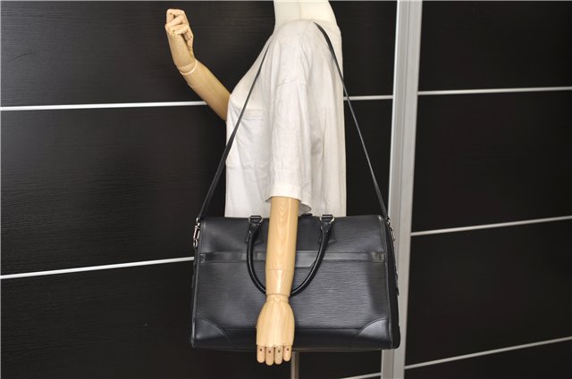 Auth Louis Vuitton Epi Sac De Ville Burgiere 2Way Boston Bag M42392 Black 2883E