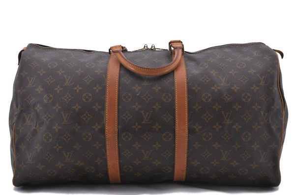 Authentic Louis Vuitton Monogram Keepall 55 Boston Bag M41424 LV 2884D