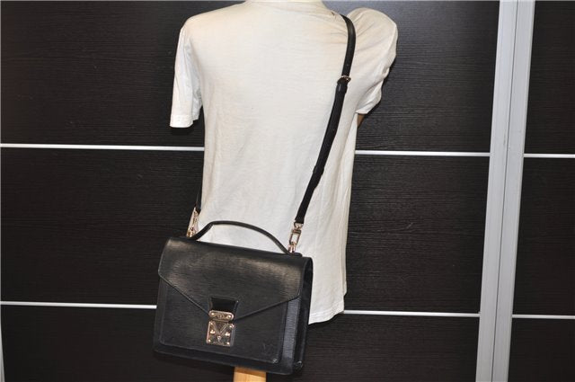 Authentic Louis Vuitton Epi Monceau 2Way Shoulder Hand Bag Black M52792 LV 2884E