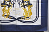 Authentic HERMES Carre 90 Scarf "BRIDES de GALA par" Silk Navy Box 2885E