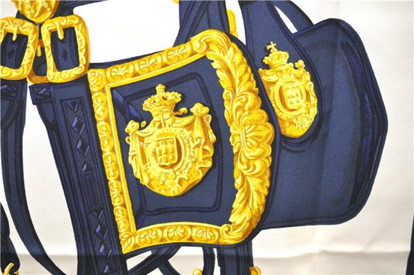 Authentic HERMES Carre 90 Scarf "BRIDES de GALA par" Silk Navy Box 2885E