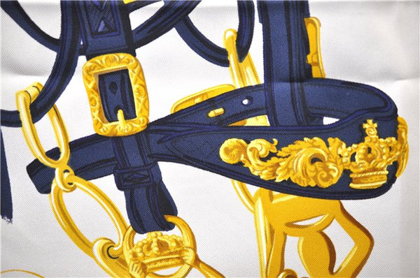 Authentic HERMES Carre 90 Scarf "BRIDES de GALA par" Silk Navy Box 2885E