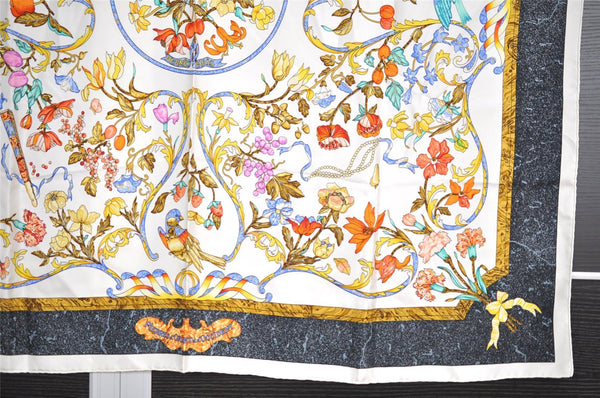 Authentic HERMES Carre 90 Scarf "PIERRES d' ORIENT et" Silk White 2885I