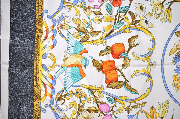 Authentic HERMES Carre 90 Scarf "PIERRES d' ORIENT et" Silk White 2885I