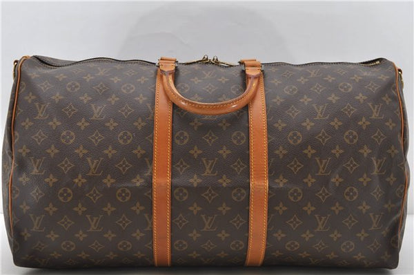 Auth Louis Vuitton Monogram Keepall Bandouliere 55 Boston Bag M41414 LV 2886D