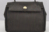 Authentic FENDI Pequin Shoulder Hand Bag Purse PVC Leather Brown Black 2886I