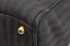 Authentic FENDI Pequin Shoulder Hand Bag Purse PVC Leather Brown Black 2886I