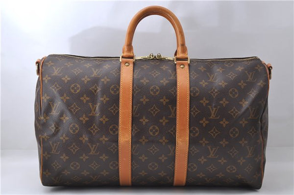 Auth Louis Vuitton Monogram Keepall Bandouliere 45 Boston Bag M41418 LV 2893D