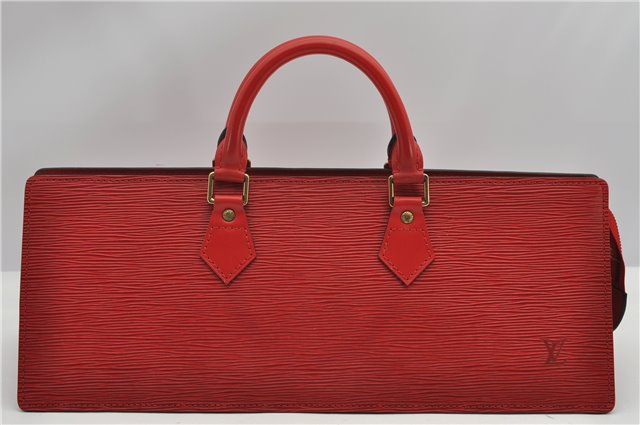 Authentic Louis Vuitton Epi Sac Triangle Hand Bag Red M52097 LV 2893F