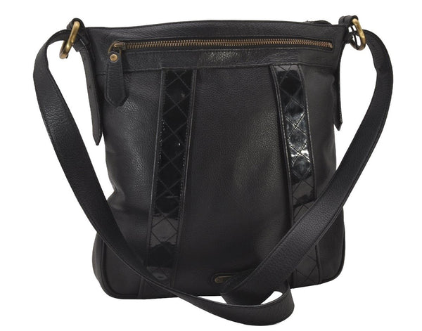 Authentic BURBERRY Vintage Leather Shoulder Cross Body Bag Purse Black 2893I