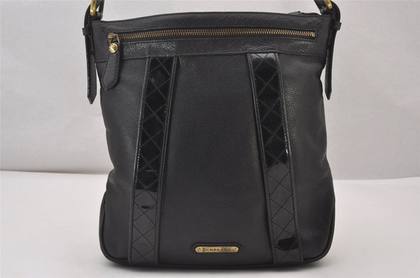 Authentic BURBERRY Vintage Leather Shoulder Cross Body Bag Purse Black 2893I