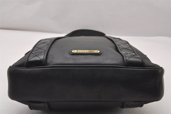 Authentic BURBERRY Vintage Leather Shoulder Cross Body Bag Purse Black 2893I