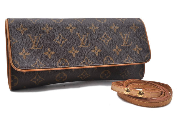 Authentic Louis Vuitton Monogram Pochette Twin GM Shoulder Bag M51852 LV 2895D