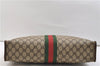 Authentic GUCCI Web Sherry Line Hand Tote Bag Purse GG PVC Leather Brown 2895E