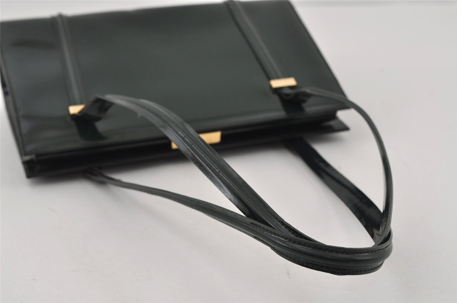 Authentic GUCCI Vintage Shoulder Hand Bag Purse Enamel Green Junk 2895I