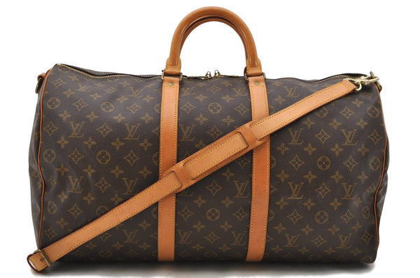 Auth Louis Vuitton Monogram Keepall Bandouliere 50 Boston Bag M41416 LV 2896D