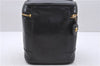 Authentic CHANEL Calf Bicolore CC Logo Vanity Hand Bag Case Black 2898D