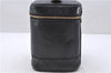 Authentic CHANEL Calf Bicolore CC Logo Vanity Hand Bag Case Black 2898D