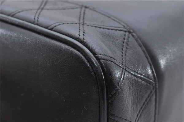 Authentic CHANEL Calf Bicolore CC Logo Vanity Hand Bag Case Black 2898D