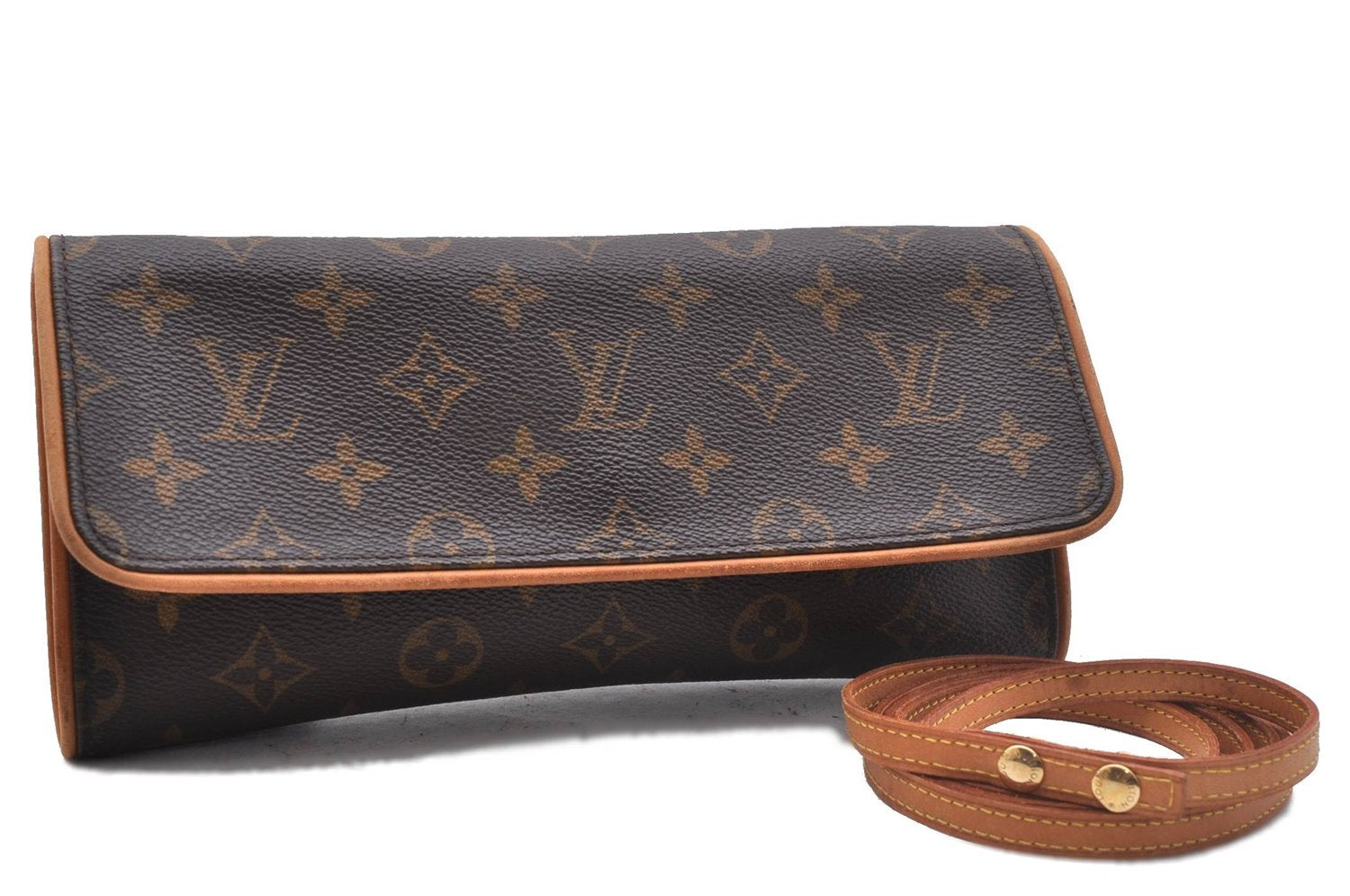Authentic Louis Vuitton Monogram Pochette Twin GM Shoulder Bag M51852 LV 2901D